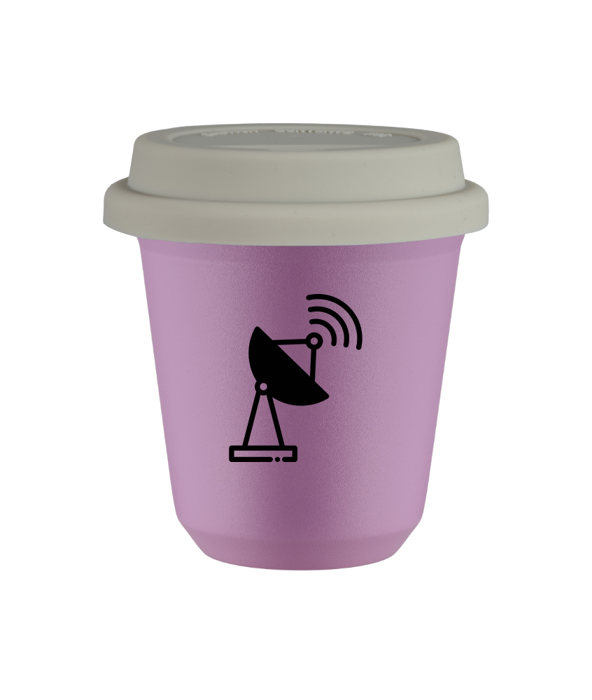 Tasse 150 ml LILAS "Antenne (noir)", avec couvercle blanc