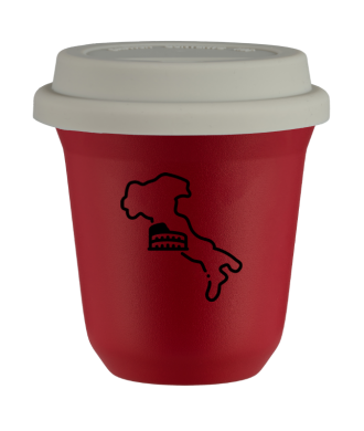 Tasse 80 ml ROUGE "Italie", avec couvercle blanc Tasse 80 ml ROUGE "Italie", avec couvercle blanc