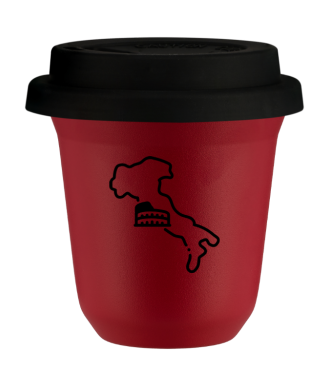 Tasse 80 ml ROUGE "Italie (noir)", avec couvercle noir Tasse 80 ml ROUGE "Italie (noir)", avec couvercle noir