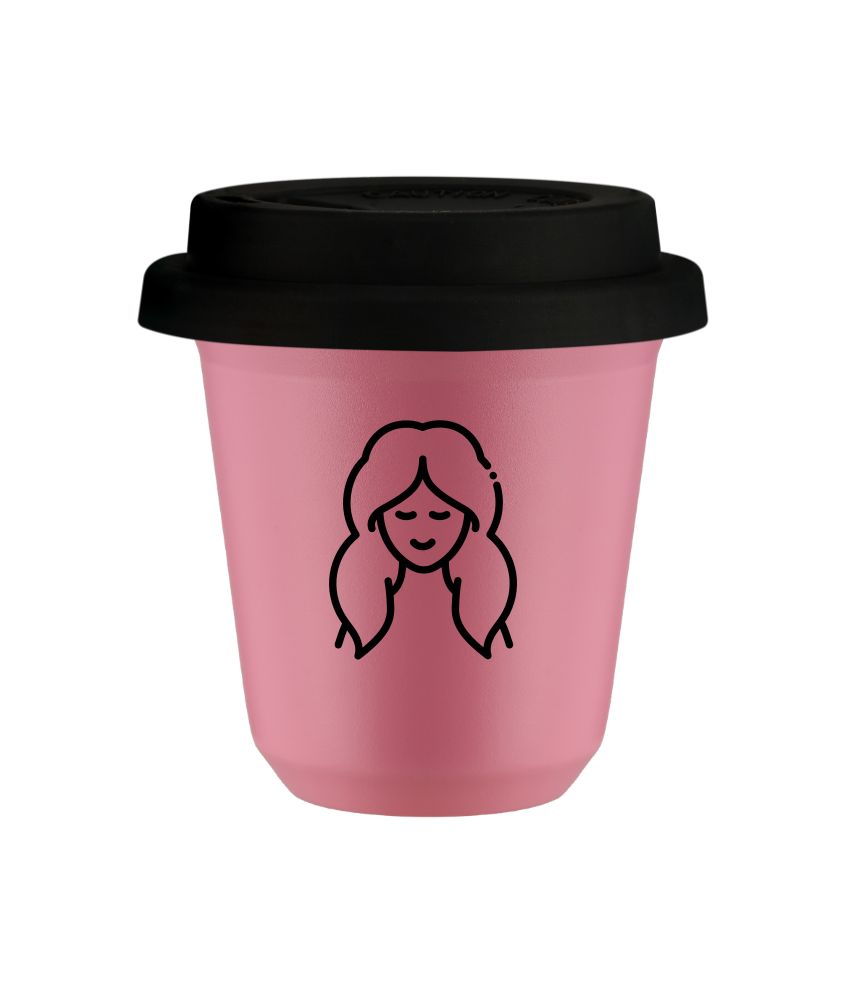 Tasse 150 ml ROSE "Vierge (noir)", avec couvercle noir