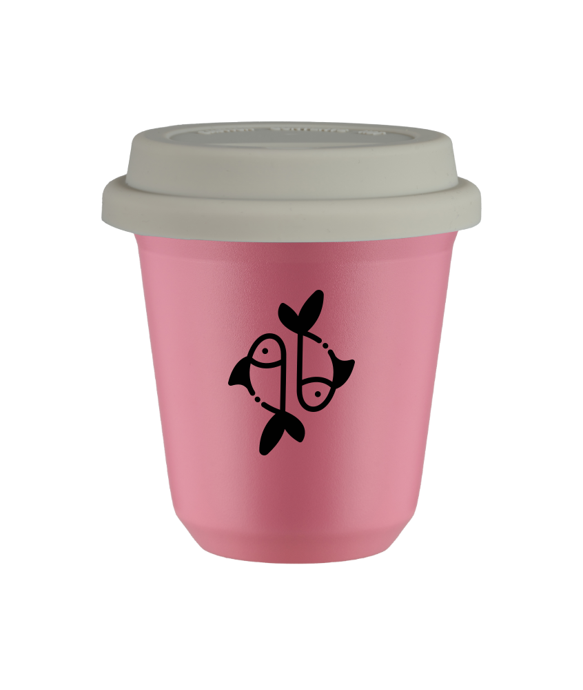 Tasse 150 ml ROSE "Poissons", avec couvercle blanc Tasse 150 ml ROSE "Poissons", avec couvercle blanc