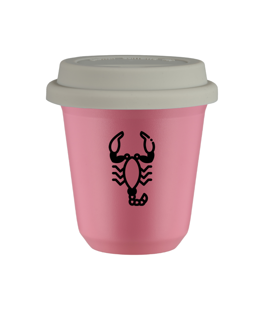 Tasse 150 ml ROSE "Scorpion", avec couvercle blanc Tasse 150 ml ROSE "Scorpion", avec couvercle blanc