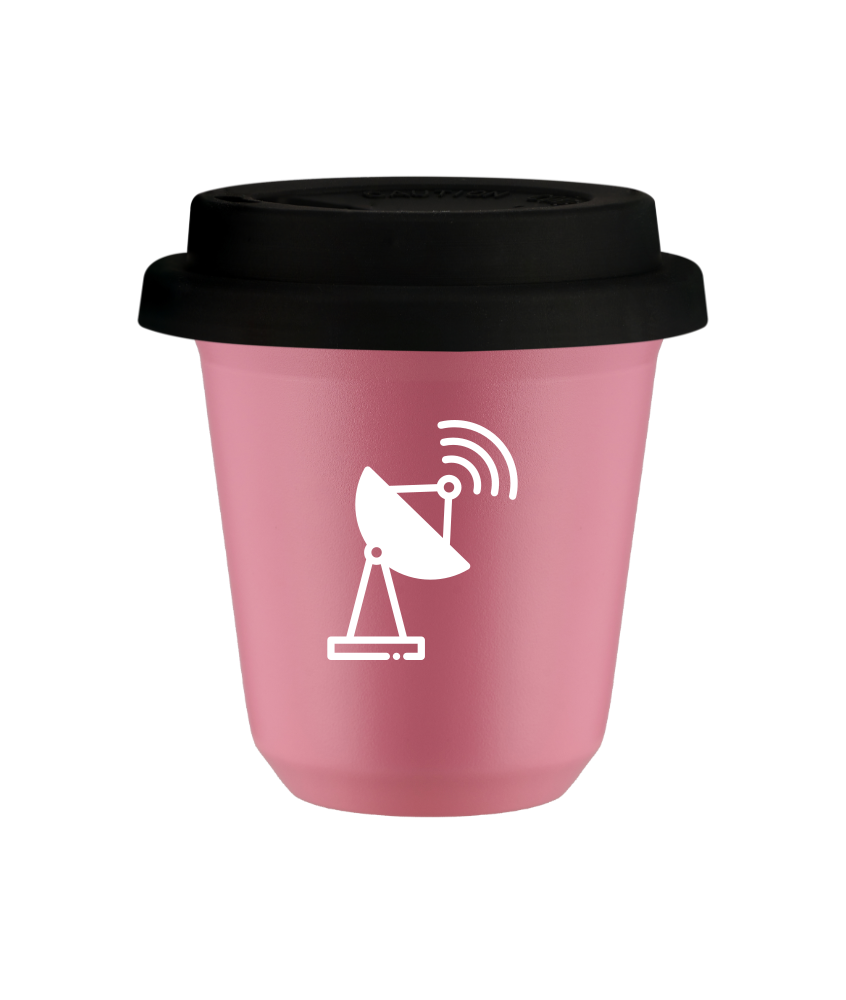 Tasse 150 ml ROSE "Antenne (blanc)", avec couvercle noir Tasse 150 ml ROSE "Antenne (blanc)", avec couvercle noir