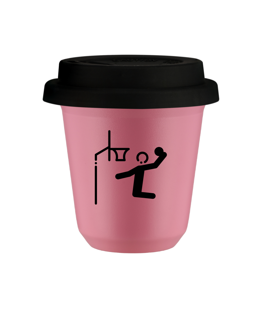 Tasse 150 ml ROSE "Basket-ball (noir)", avec couvercle noir