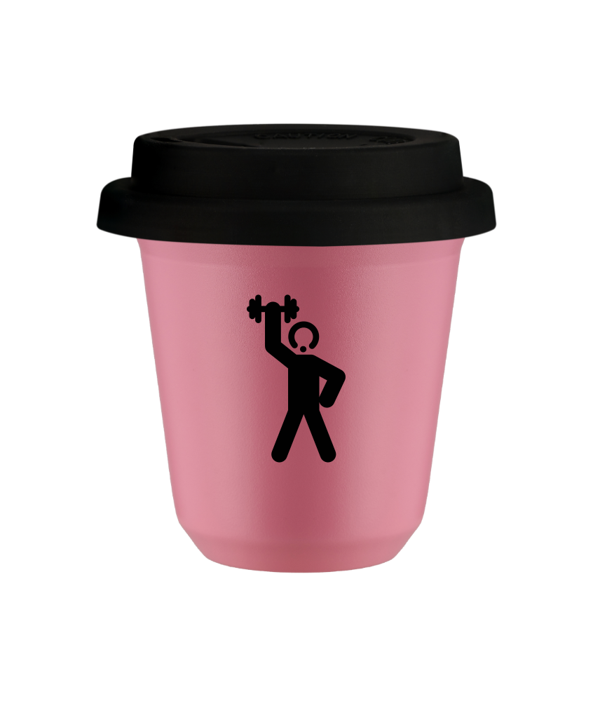 Tasse 150 ml ROSE "Homme fort 2", avec couvercle noir Tasse 150 ml ROSE "Homme fort 2", avec couvercle noir