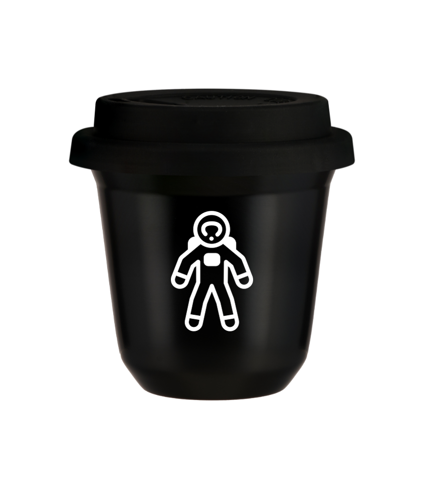 Tasse 240 ml NOIR "Astronaute (blanc)", avec couvercle noir