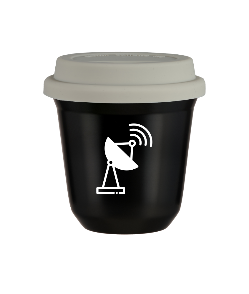 Tasse 240 ml NOIR "Antenne (blanc)", avec couvercle blanc Tasse 240 ml NOIR "Antenne (blanc)", avec couvercle blanc