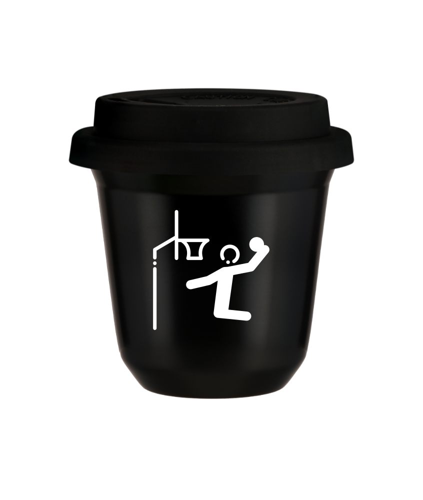 Tasse 240 ml NOIR "Basket-ball (blanc)", avec couvercle noir Tasse 240 ml NOIR "Basket-ball (blanc)", avec couvercle noir
