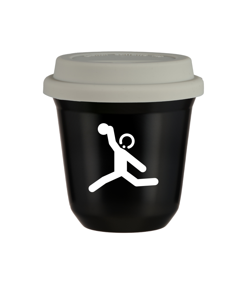 Tasse 240 ml NOIR "Lancer du disque (blanc)", avec couvercle blanc Tasse 240 ml NOIR "Lancer du disque (blanc)", avec couvercle blanc