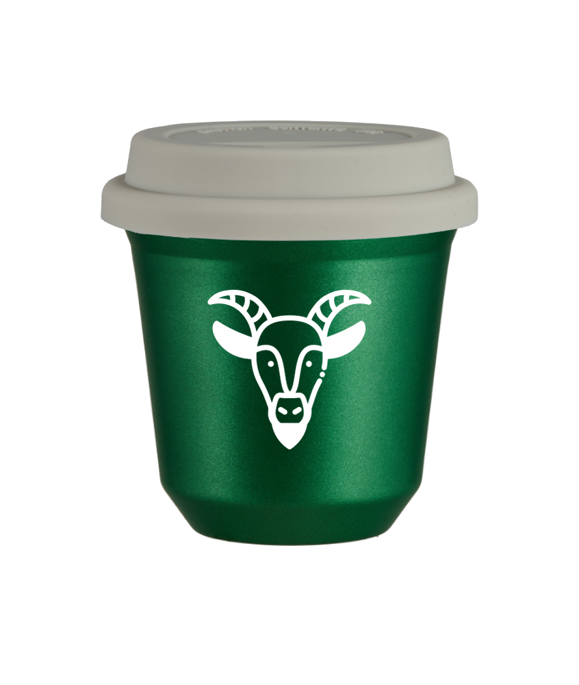 Tasse 240 ml VERT MÉTALLIQUE "Capricorne (blanc)", avec couvercle blanc Tasse 240 ml VERT MÉTALLIQUE "Capricorne (blanc)", avec couvercle blanc