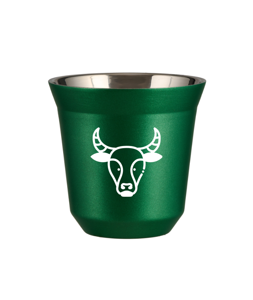 Tasse 240 ml VERT MÉTALLIQUE "Taureau (blanc)"