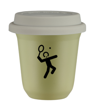 Tasse 80 ml PISTACHE "Tennis 2 (noir)", avec couvercle blanc Tasse 80 ml PISTACHE "Tennis 2 (noir)", avec couvercle blanc