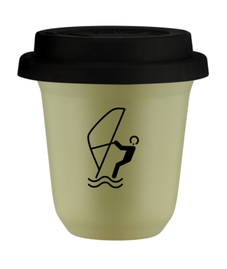 Tasse 80 ml PISTACHE "Sports nautiques", avec couvercle noir Tasse 80 ml PISTACHE "Sports nautiques", avec couvercle noir