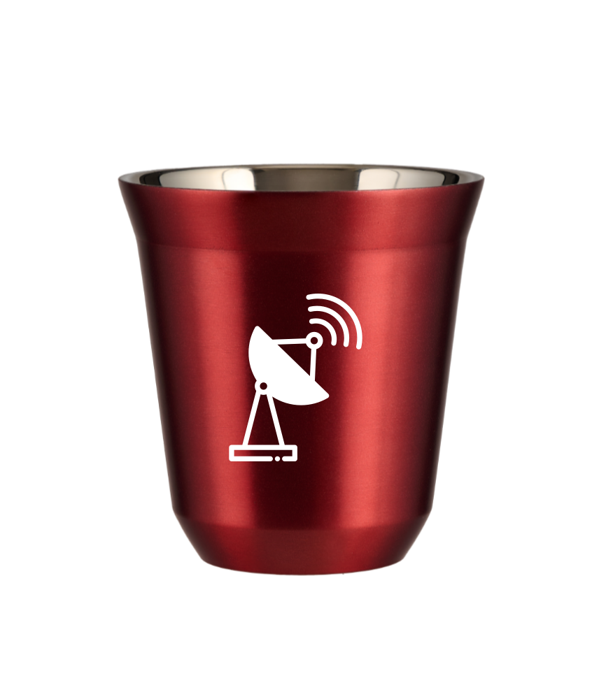 Tasse 240 ml ROUGE MÉTALLIQUE "Antenne (blanc)" Tasse 240 ml ROUGE MÉTALLIQUE "Antenne (blanc)"
