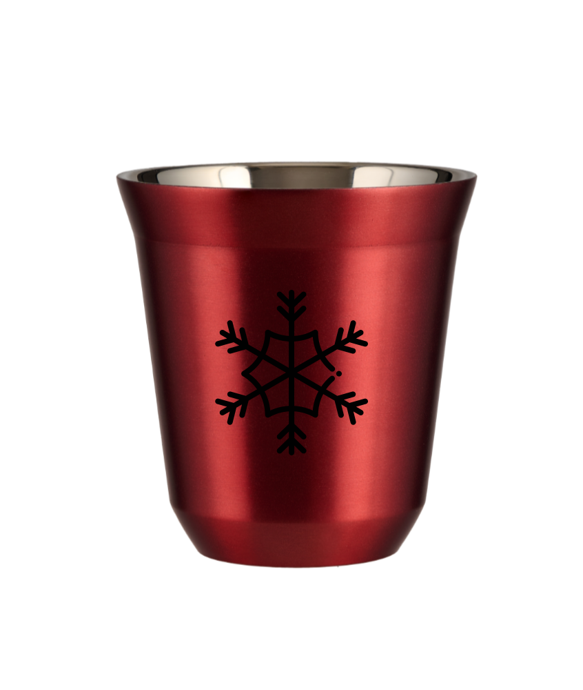Tasse 240 ml ROUGE MÉTALLIQUE "Flocon de neige (noir)" Tasse 240 ml ROUGE MÉTALLIQUE "Flocon de neige (noir)"