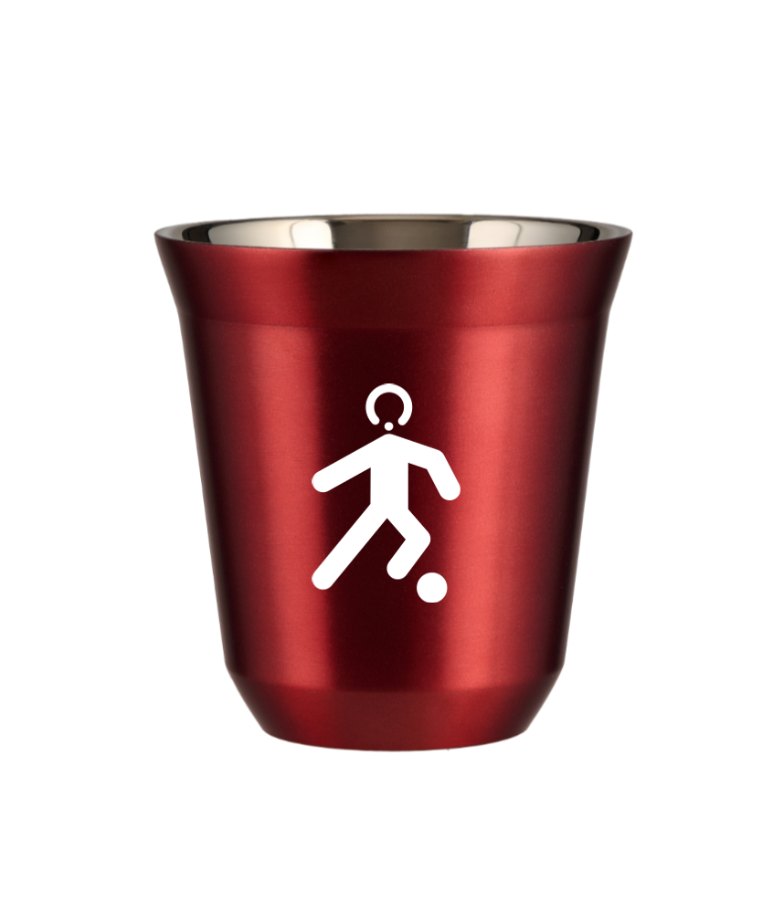 Tasse 240 ml ROUGE MÉTALLIQUE "Football (blanc)" Tasse 240 ml ROUGE MÉTALLIQUE "Football (blanc)"