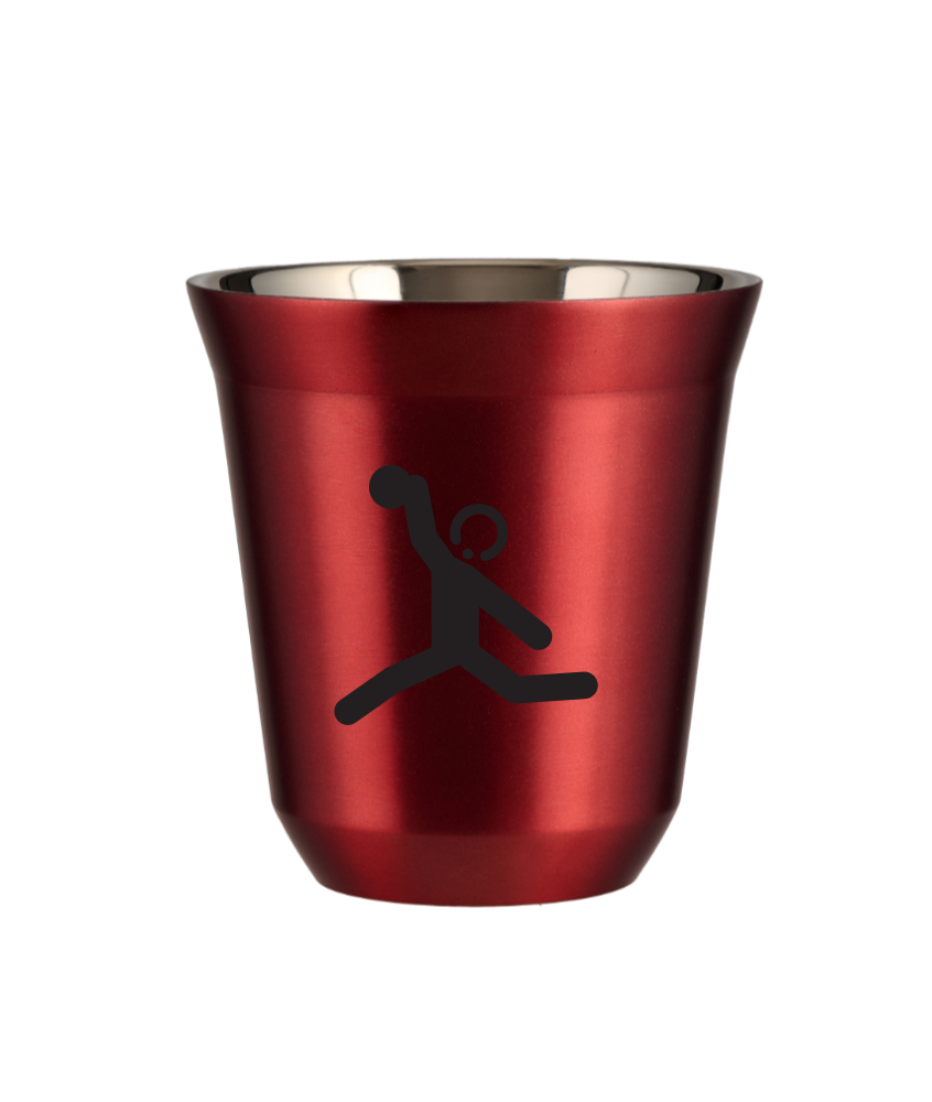 Tasse 240 ml ROUGE MÉTALLIQUE "Lancer du disque (noir)" Tasse 240 ml ROUGE MÉTALLIQUE "Lancer du disque (noir)"