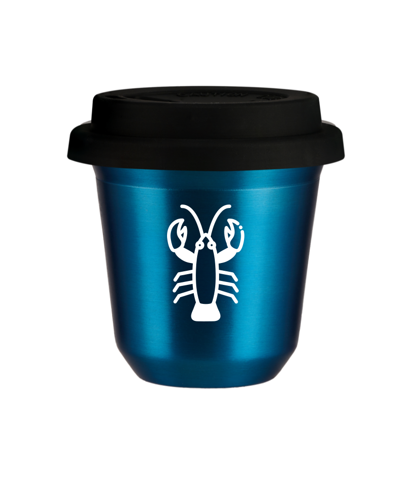 Tasse 240 ml BLEU MÉTALLIQUE "Cancer (blanc)", avec couvercle noir Tasse 240 ml BLEU MÉTALLIQUE "Cancer (blanc)", avec couvercle noir