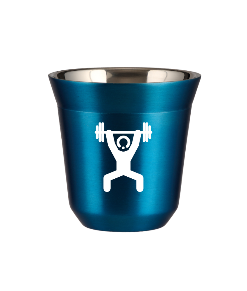 Tasse 240 ml BLEU MÉTALLIQUE "Homme fort 1 (blanc)"