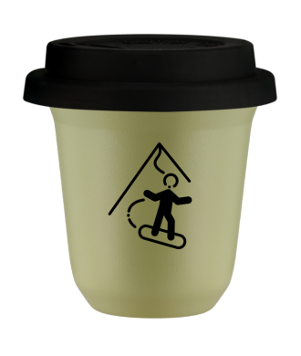 Tasse 80 ml PISTACHE "Snowboard", avec couvercle noir Tasse 80 ml PISTACHE "Snowboard", avec couvercle noir