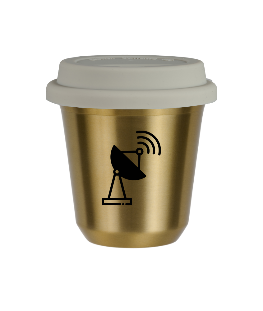 Tasse 240 ml OR "Antenne", avec couvercle blanc Tasse 240 ml OR "Antenne", avec couvercle blanc