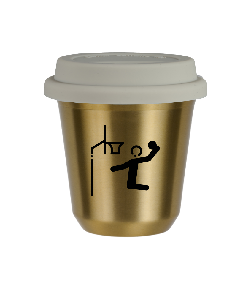 Tasse 240 ml OR "Basket-ball", avec couvercle blanc Tasse 240 ml OR "Basket-ball", avec couvercle blanc