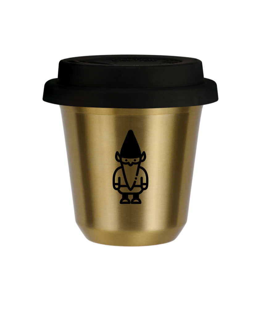 Tasse 240 ml OR "Nain 2 (noir)", avec couvercle noir Tasse 240 ml OR "Nain 2 (noir)", avec couvercle noir