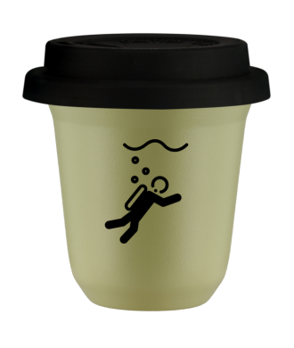 Tasse 80 ml PISTACHE "Plongée (noir)", avec couvercle noir Tasse 80 ml PISTACHE "Plongée (noir)", avec couvercle noir