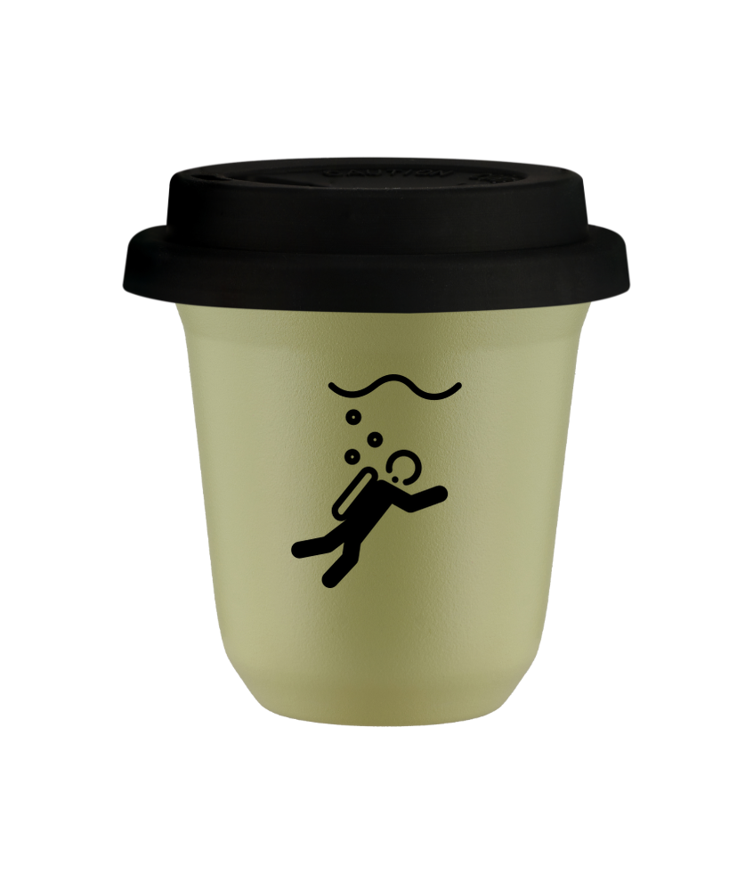 Tasse 80 ml PISTACHE "Plongée (noir)", avec couvercle noir