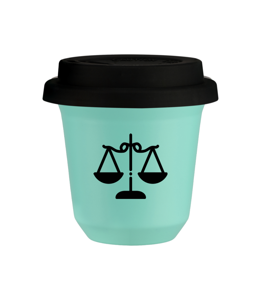 Tasse 240 ml TURQUOISE "Balance", avec couvercle noir Tasse 240 ml TURQUOISE "Balance", avec couvercle noir