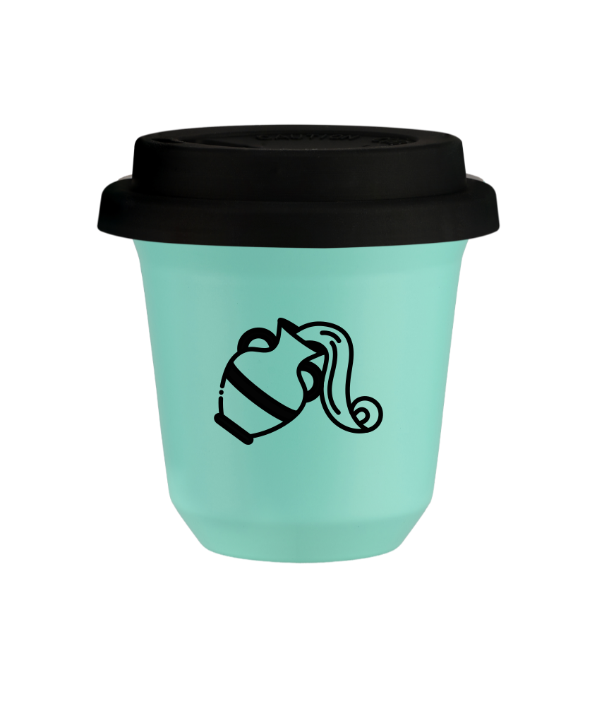 Tasse 240 ml TURQUOISE "Verseau (noir)", avec couvercle noir Tasse 240 ml TURQUOISE "Verseau (noir)", avec couvercle noir