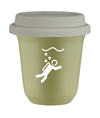 Tasse 80 ml PISTACHE "Plongée (blanc)", avec couvercle blanc Tasse 80 ml PISTACHE "Plongée (blanc)", avec couvercle blanc
