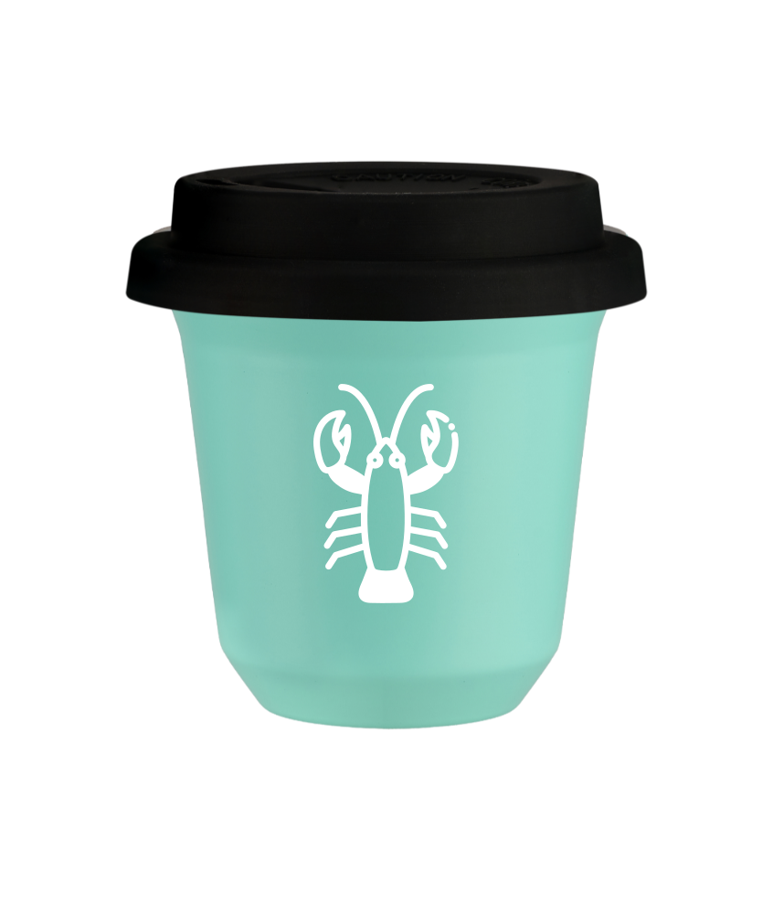 Tasse 240 ml TURQUOISE "Cancer (blanc)", avec couvercle noir Tasse 240 ml TURQUOISE "Cancer (blanc)", avec couvercle noir