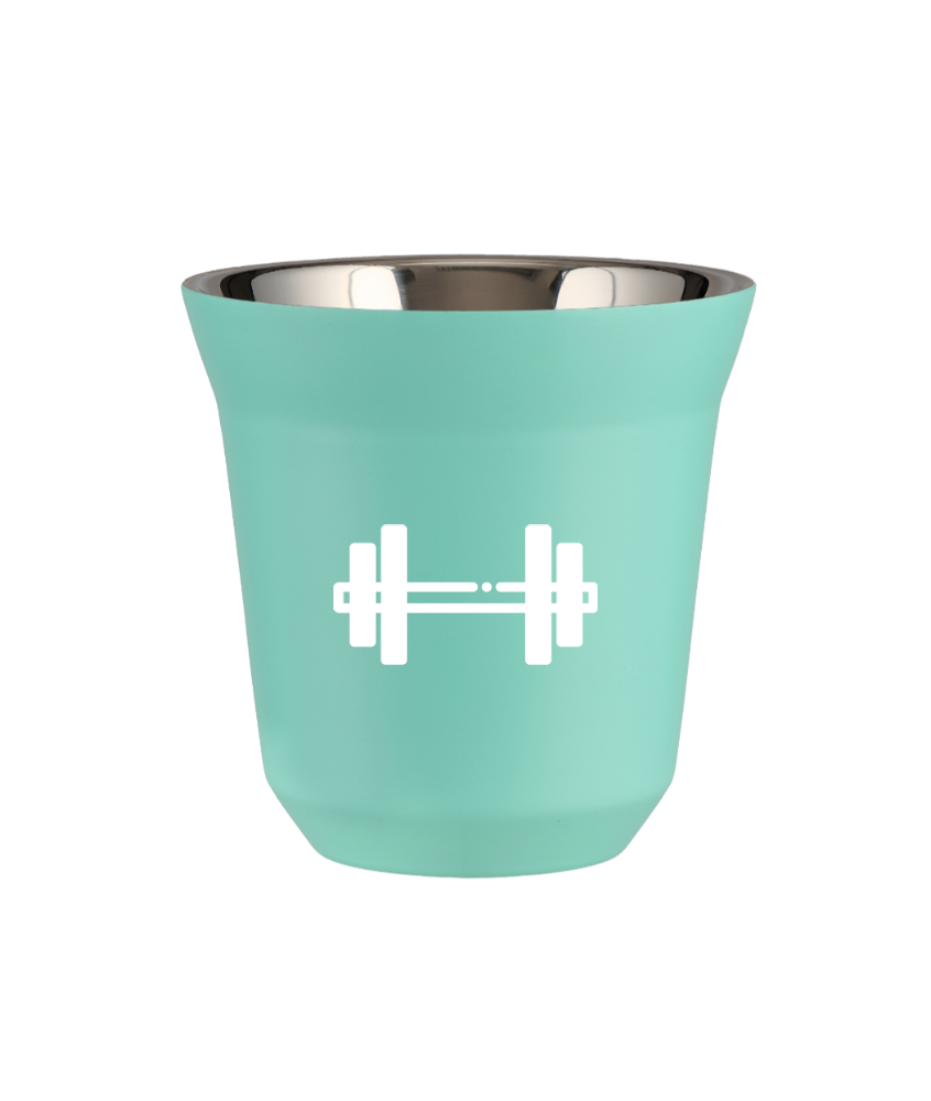 Tasse 240 ml TURQUOISE "Haltère (blanc)"