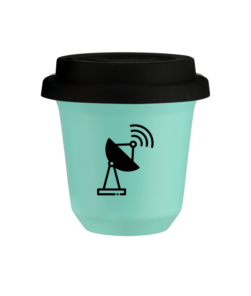 Tasse 240 ml TURQUOISE "Antenne", avec couvercle noir Tasse 240 ml TURQUOISE "Antenne", avec couvercle noir