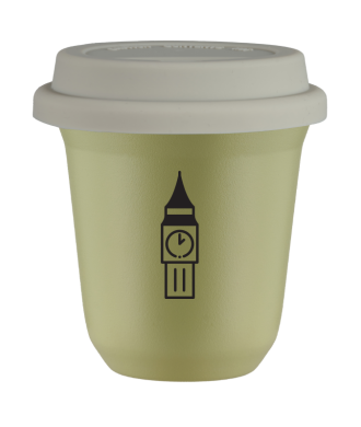 Tasse 80 ml PISTACHE "BIG BEN (noir)", avec couvercle blanc Tasse 80 ml PISTACHE "BIG BEN (noir)", avec couvercle blanc