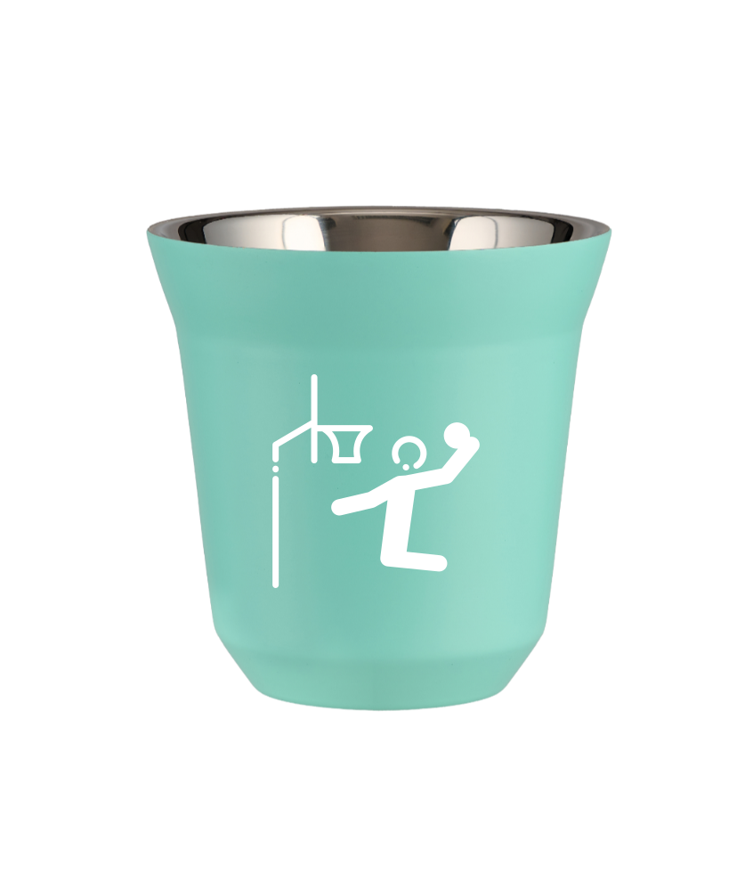 Tasse 240 ml TURQUOISE "Basket-ball (blanc)"