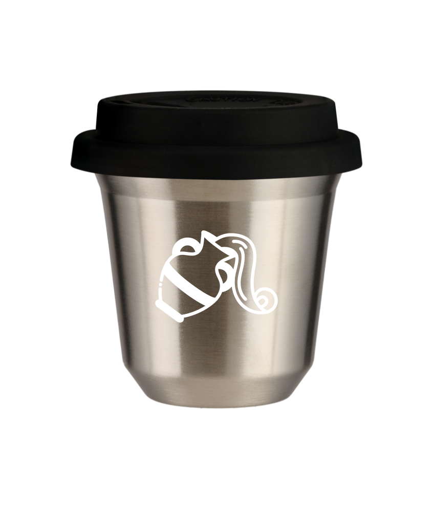Tasse 240 ml ARGENT "Verseau (blanc)", avec couvercle noir Tasse 240 ml ARGENT "Verseau (blanc)", avec couvercle noir