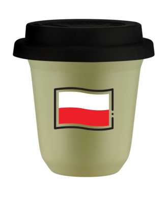 Tasse 80 ml PISTACHE "Drapeau polonais (noir)", avec couvercle noir Tasse 80 ml PISTACHE "Drapeau polonais (noir)", avec couvercle noir