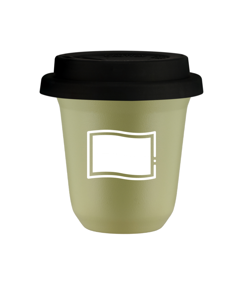 Tasse 80 ml PISTACHE "Drapeau polonais (blanc)", avec couvercle noir