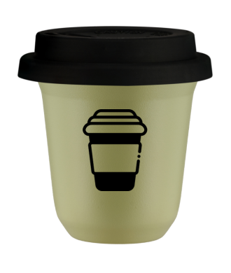 Tasse 80 ml PISTACHE, avec couvercle noir Tasse 80 ml PISTACHE, avec couvercle noir