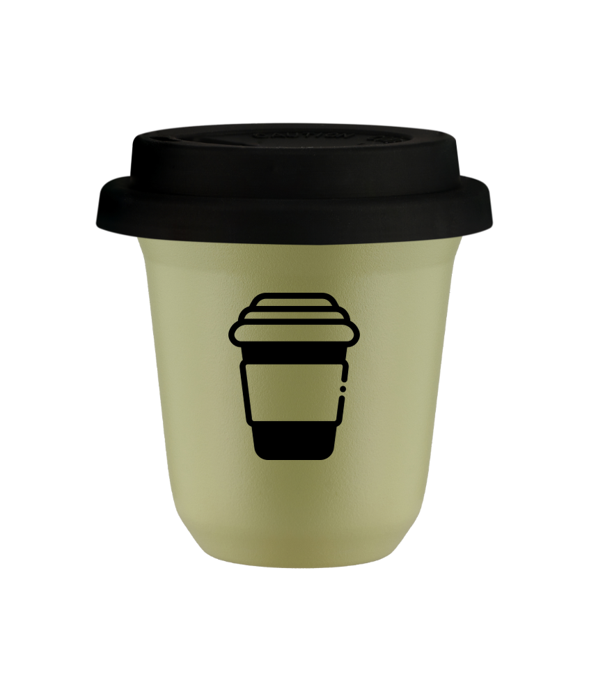 Tasse 80 ml PISTACHE, avec couvercle noir