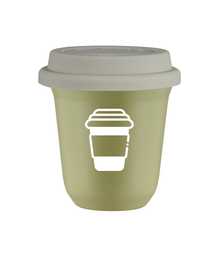 Tasse 80 ml PISTACHE, avec couvercle blanc