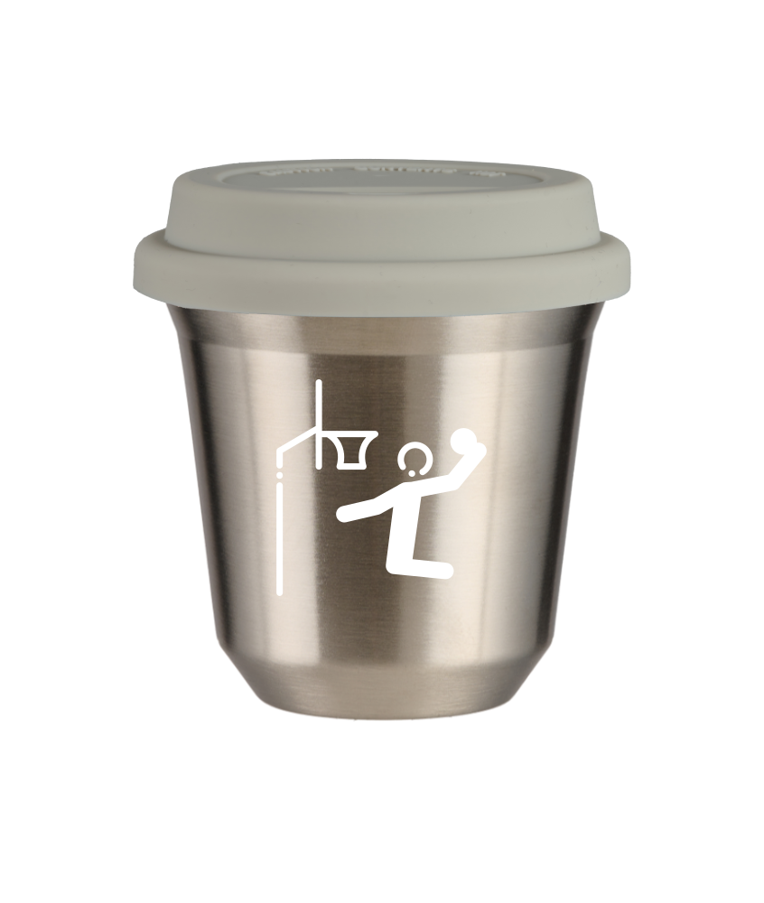 Tasse 240 ml ARGENT "Basket-ball (blanc)", avec couvercle blanc Tasse 240 ml ARGENT "Basket-ball (blanc)", avec couvercle blanc