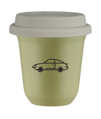 Tasse 80 ml PISTACHE "Voiture (noir)", avec couvercle blanc Tasse 80 ml PISTACHE "Voiture (noir)", avec couvercle blanc