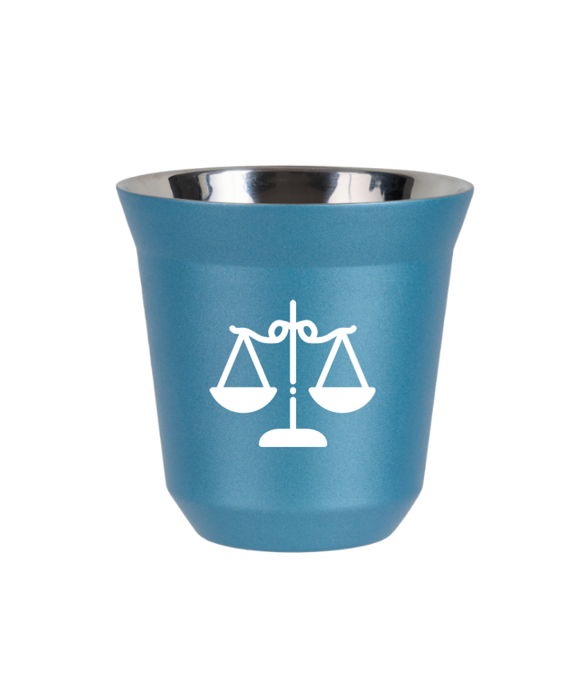 Tasse 240 ml BLEU CLAIR MÉTALLIQUE "Balance (blanc)"