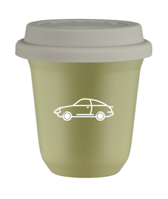 Tasse 80 ml PISTACHE "Voiture (blanc)", avec couvercle blanc Tasse 80 ml PISTACHE "Voiture (blanc)", avec couvercle blanc