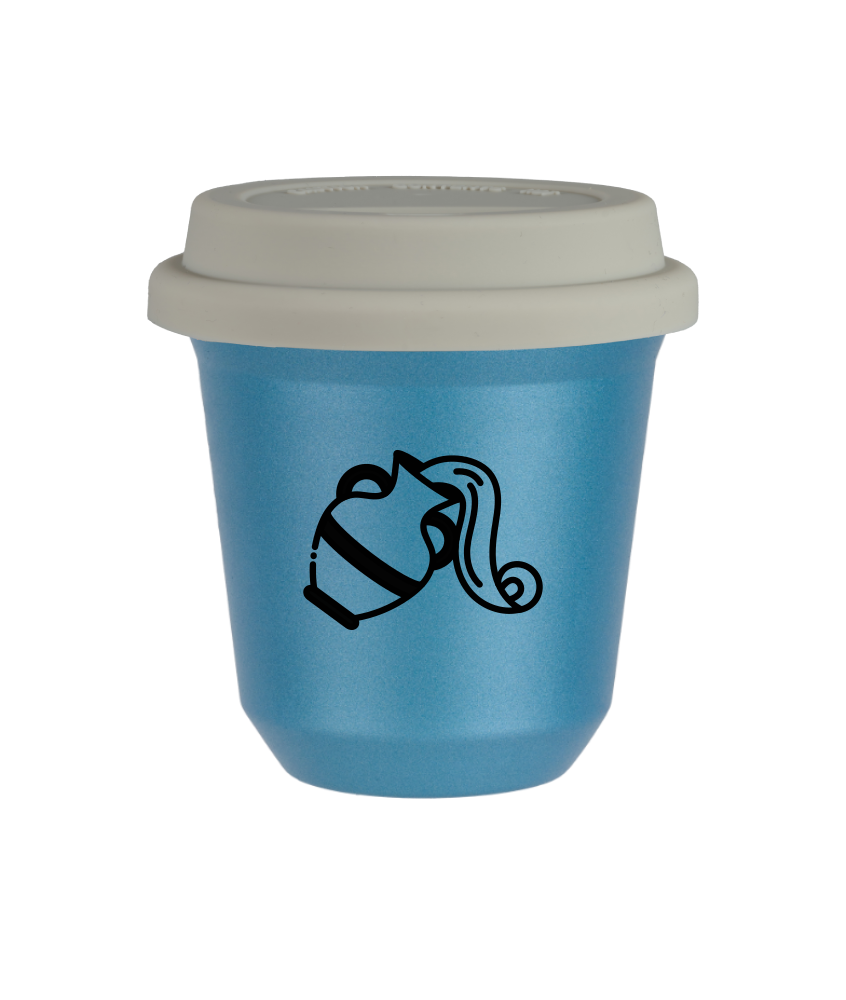 Tasse 240 ml BLEU CLAIR MÉTALLIQUE "Verseau (noir)", avec couvercle blanc Tasse 240 ml BLEU CLAIR MÉTALLIQUE "Verseau (noir)", avec couvercle blanc