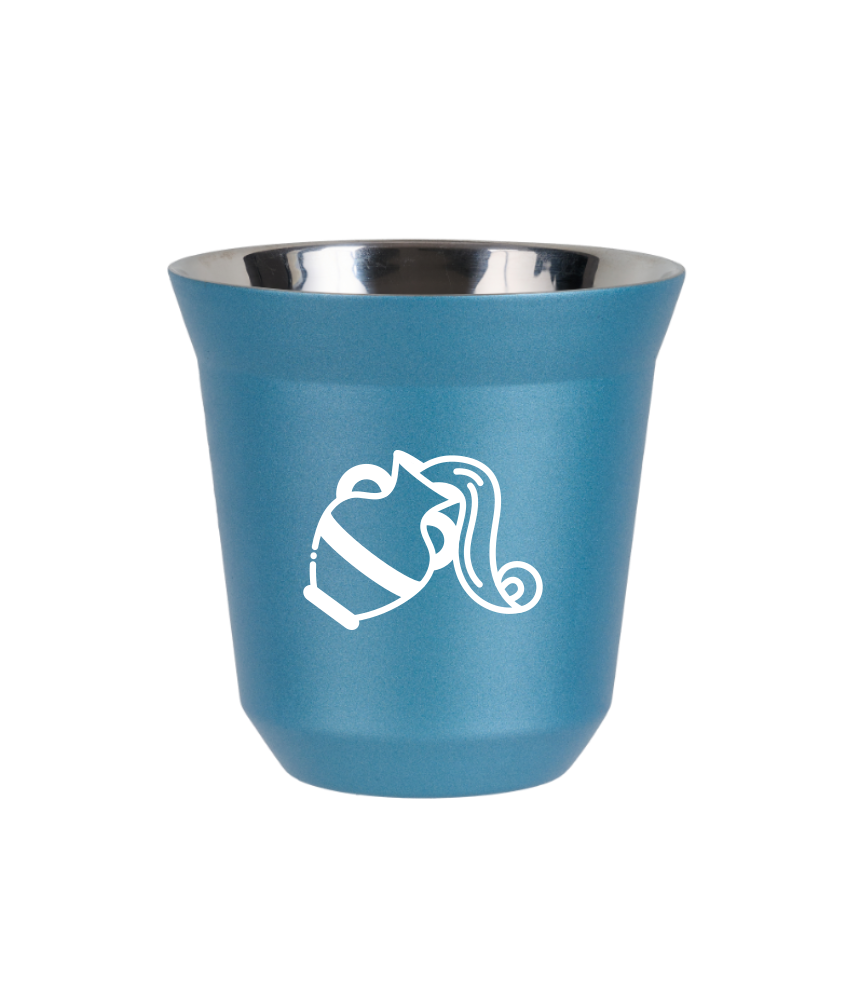 Tasse 240 ml BLEU CLAIR MÉTALLIQUE "Verseau (blanc)"