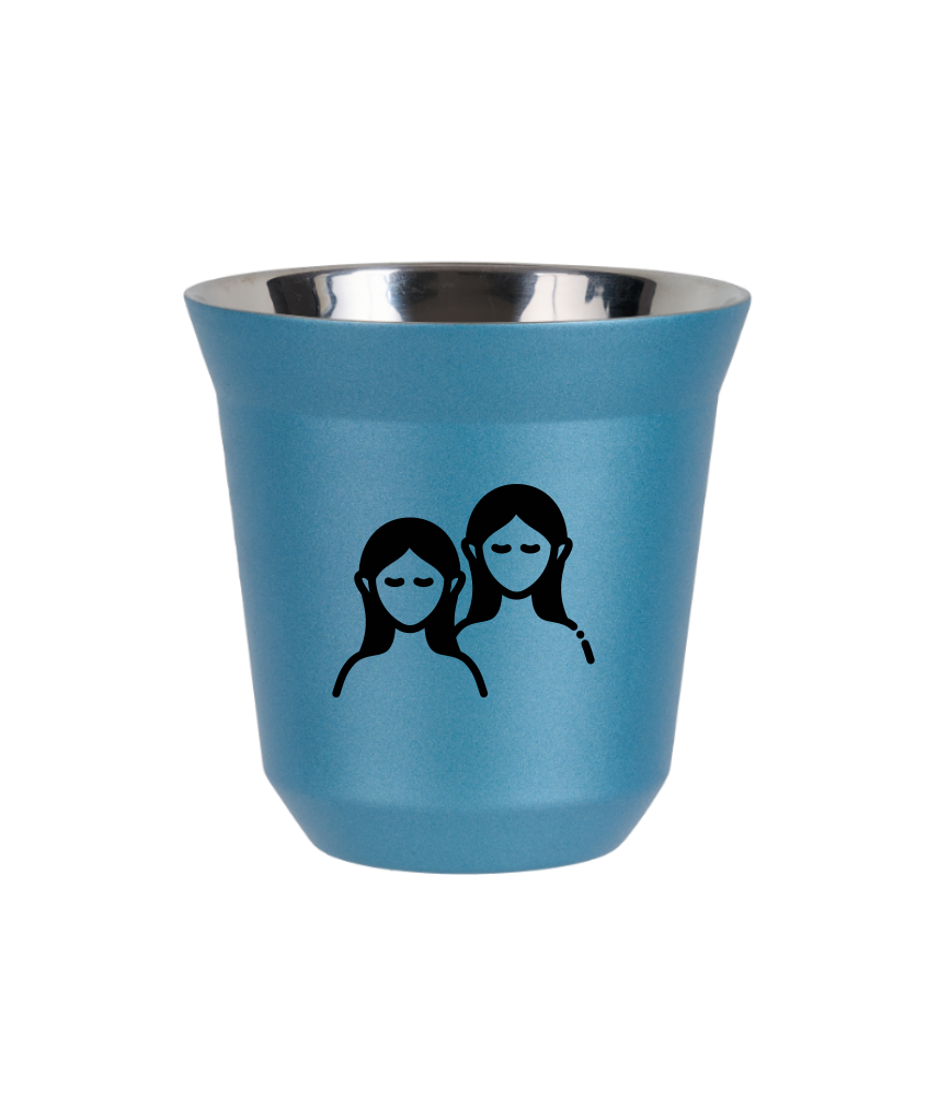 Tasse 240 ml BLEU CLAIR MÉTALLIQUE "Gémeaux (noir)" Tasse 240 ml BLEU CLAIR MÉTALLIQUE "Gémeaux (noir)"
